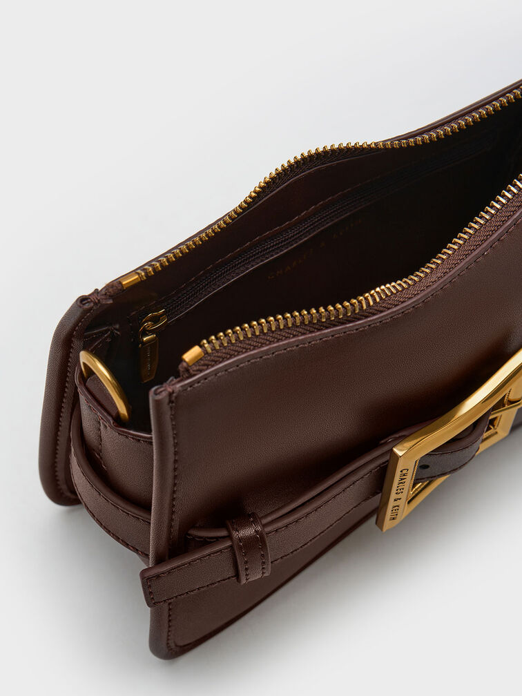 Xanthe Chunky Chain Shoulder Bag, Dark Brown, hi-res