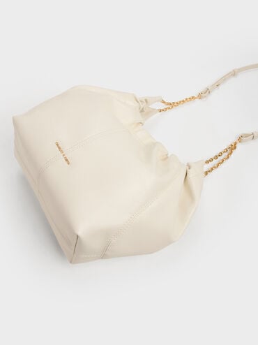 Ciara Ruched Hobo Bag, Cream, hi-res