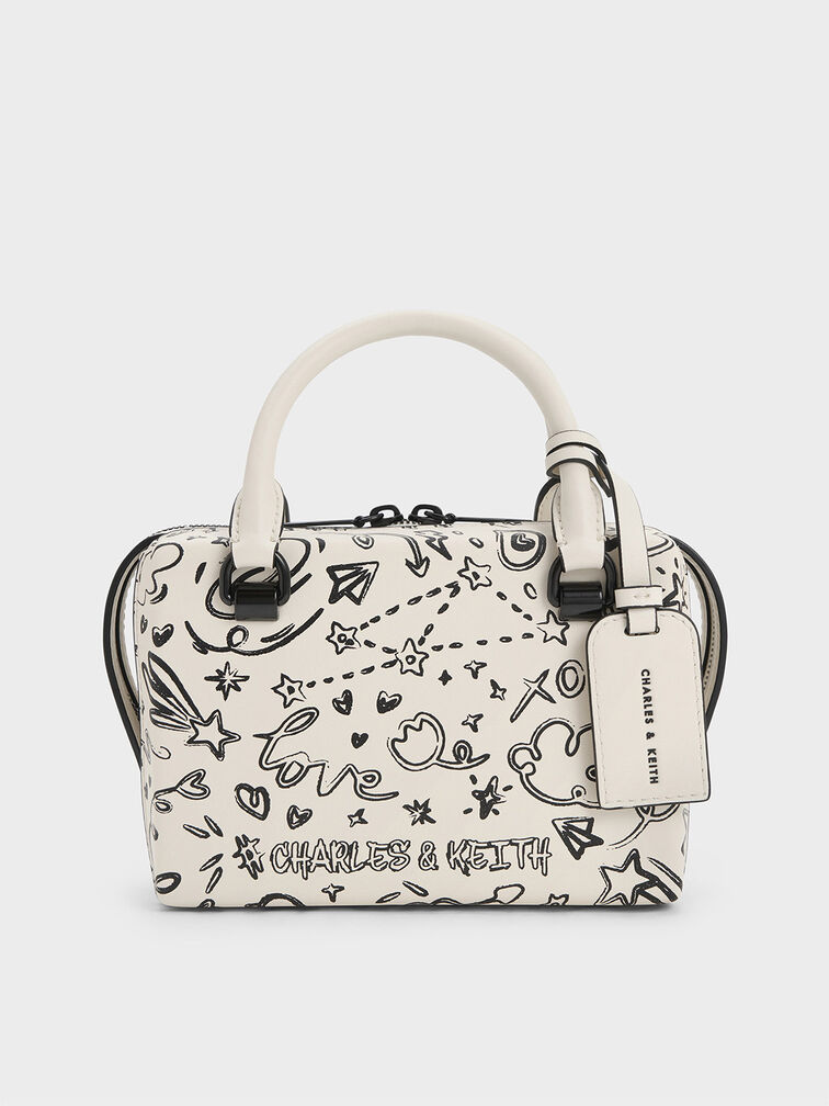 Cordele Printed Bowling Bag, Cream, hi-res