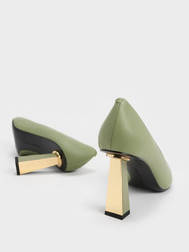 Trapeze Heel Pumps, Sage Green, hi-res