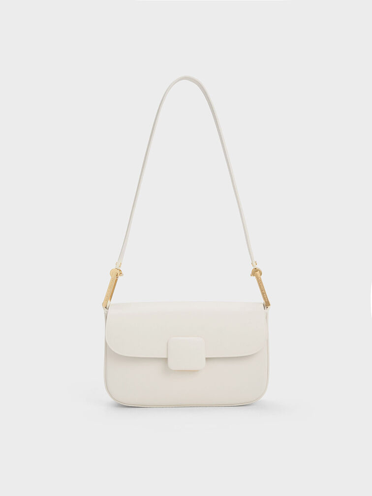 Koa Square Push-Lock Shoulder Bag, Cream, hi-res