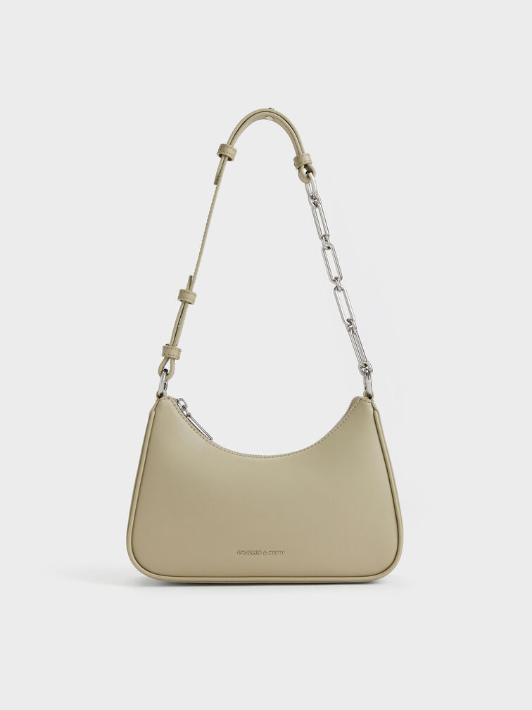 Lane Chain-Strap Shoulder Bag, Pale Olive, hi-res
