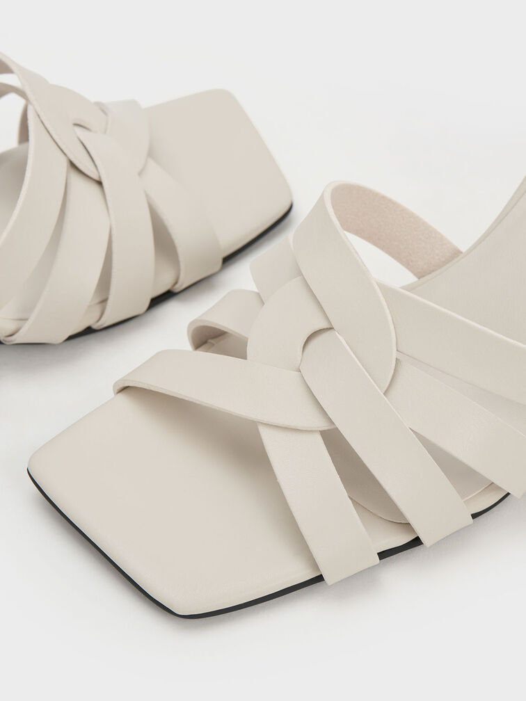 Interwoven Block Heel Sandals, Chalk, hi-res