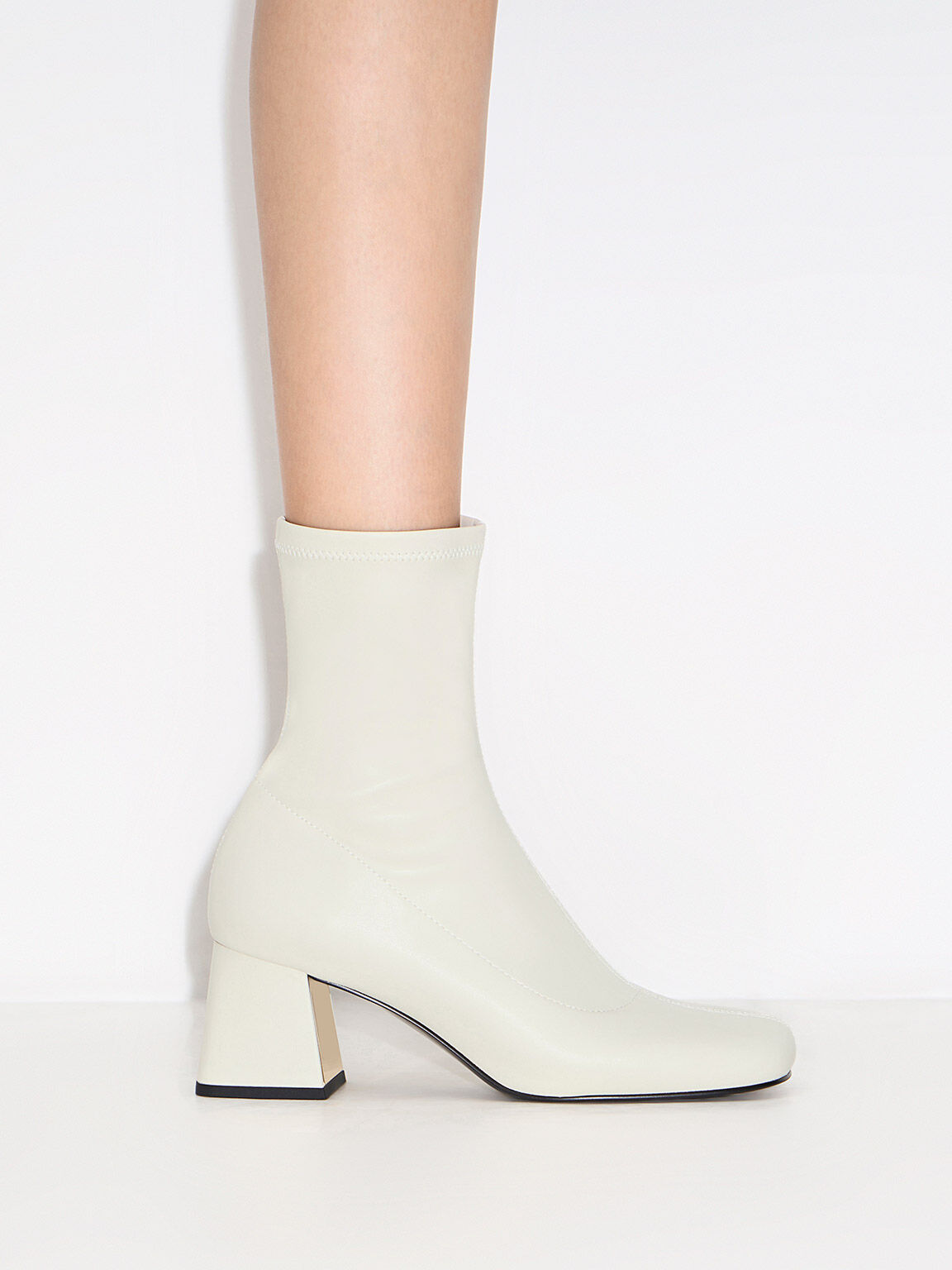 Buy Truffle Collection White Pu Zip Up Square Toe Ankle Boots Online