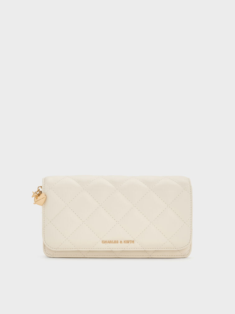 Arrietty Quilted Wallet On Chain, Cream, hi-res