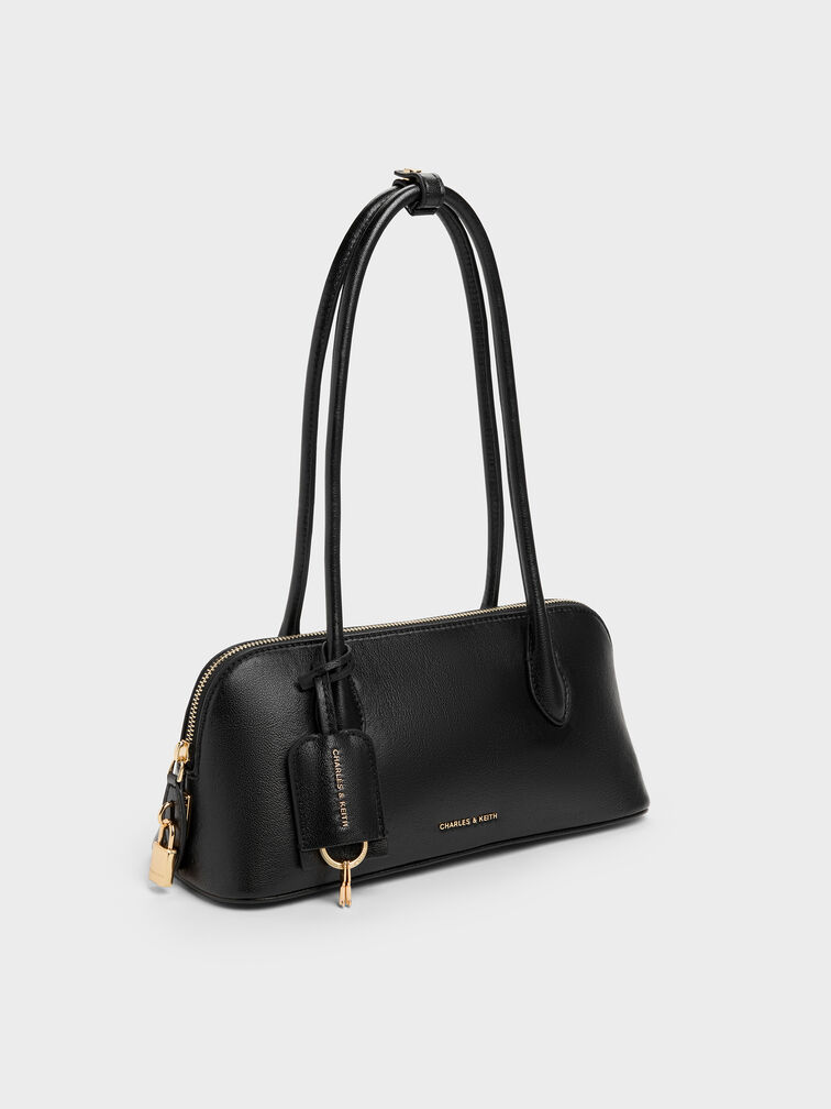 Ginevra Structured Shoulder Bag, Black, hi-res