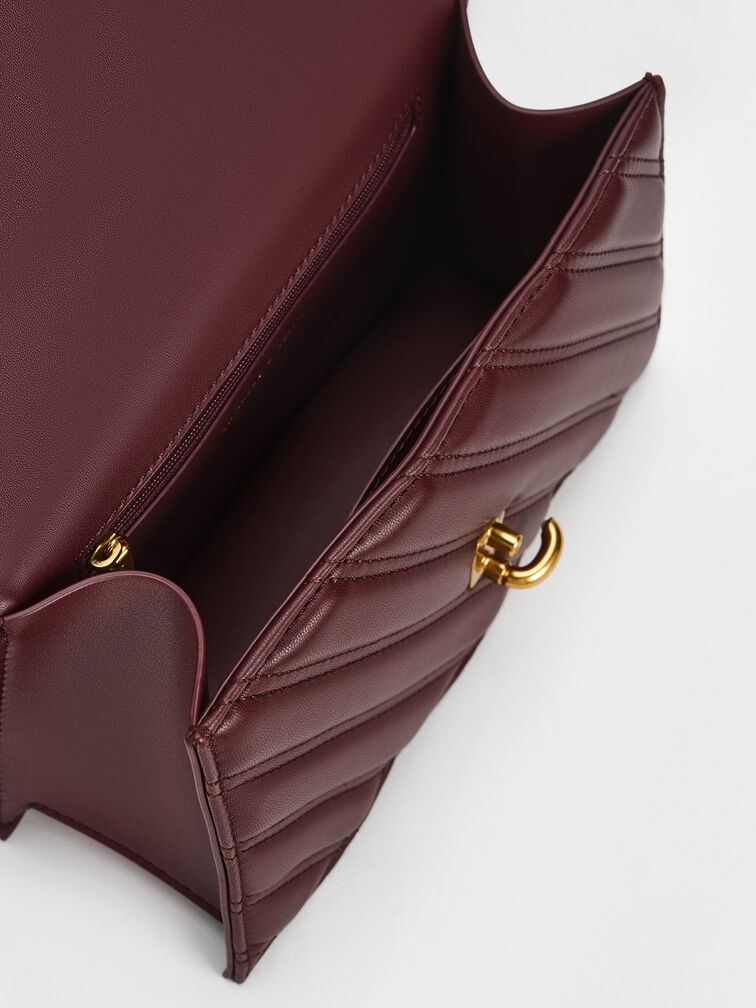 Freja Wavy Trapeze Crossbody Bag, Dark Chocolate, hi-res