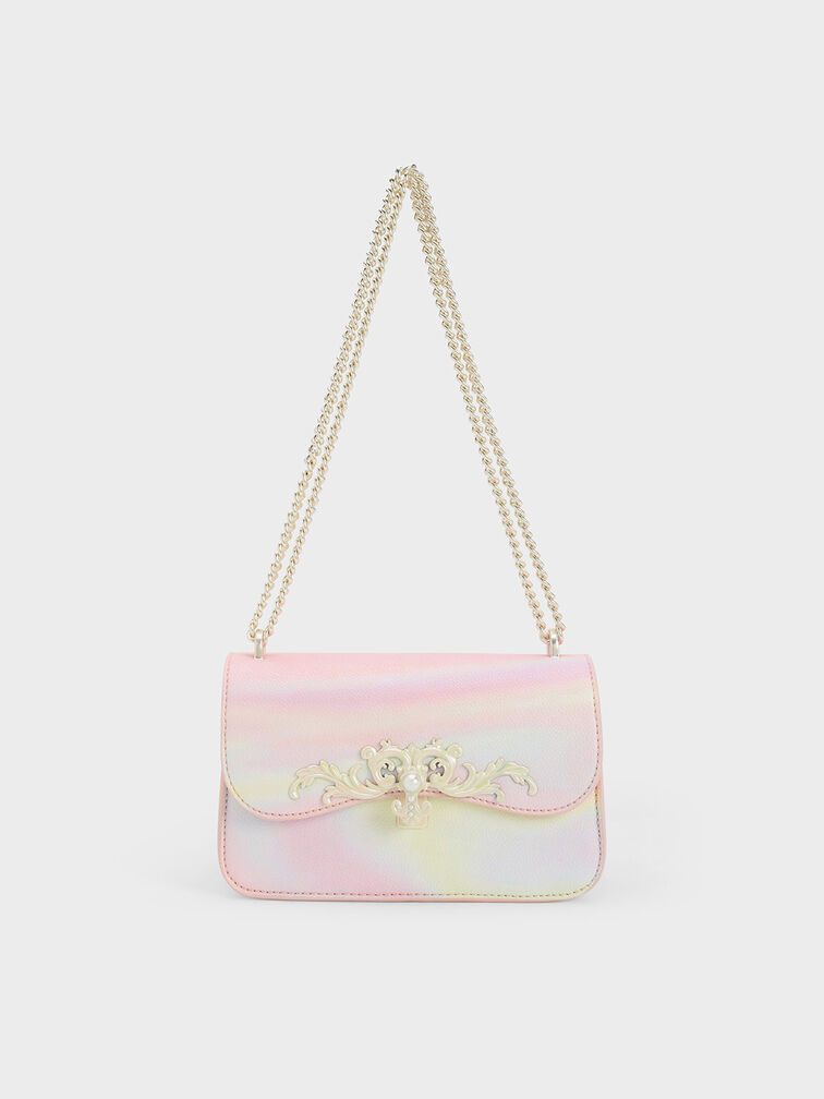 Merial Metallic Accent Swirl-Print Crossbody Bag, Pearl, hi-res