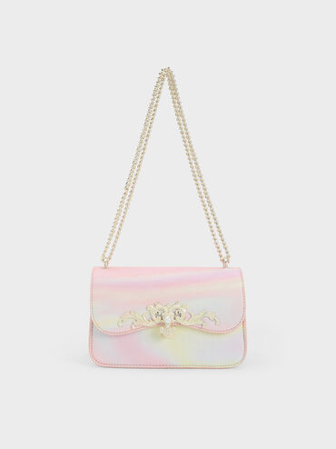 Merial Metallic Accent Swirl-Print Crossbody Bag, Pearl, hi-res