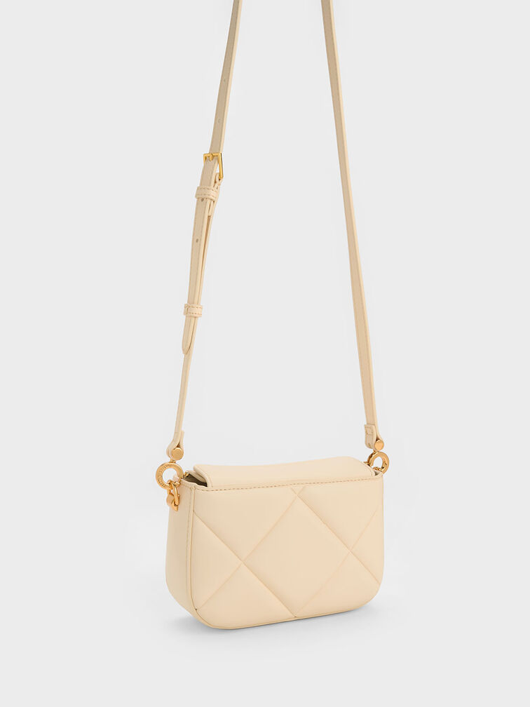 Mini Danika Chunky Chain Padded Bag, Beige, hi-res