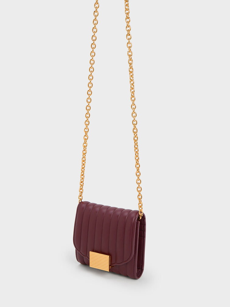 Astrid Panelled Small Wallet, Burgundy, hi-res