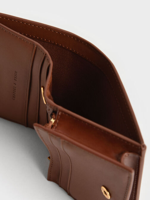 Cassia Snap Button Mini Short Wallet, Chocolate, hi-res