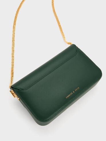 Merial Metallic Accent Clutch, Dark Green, hi-res