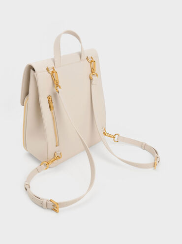Front Flap Structured Backpack, Ivory, hi-res