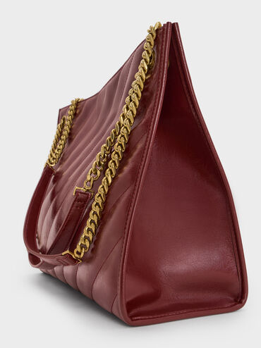 Neva Panelled Chain-Strap Tote Bag, Mulberry Plum, hi-res