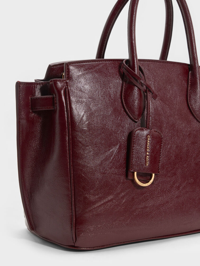 Large Ginevra Tote Bag, Wineberry Red, hi-res
