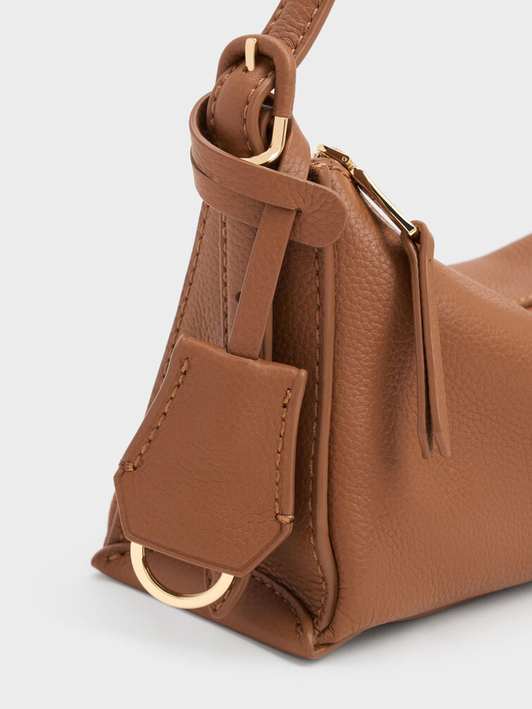 Leather Elongated Shoulder Bag, Cinnamon Tan, hi-res