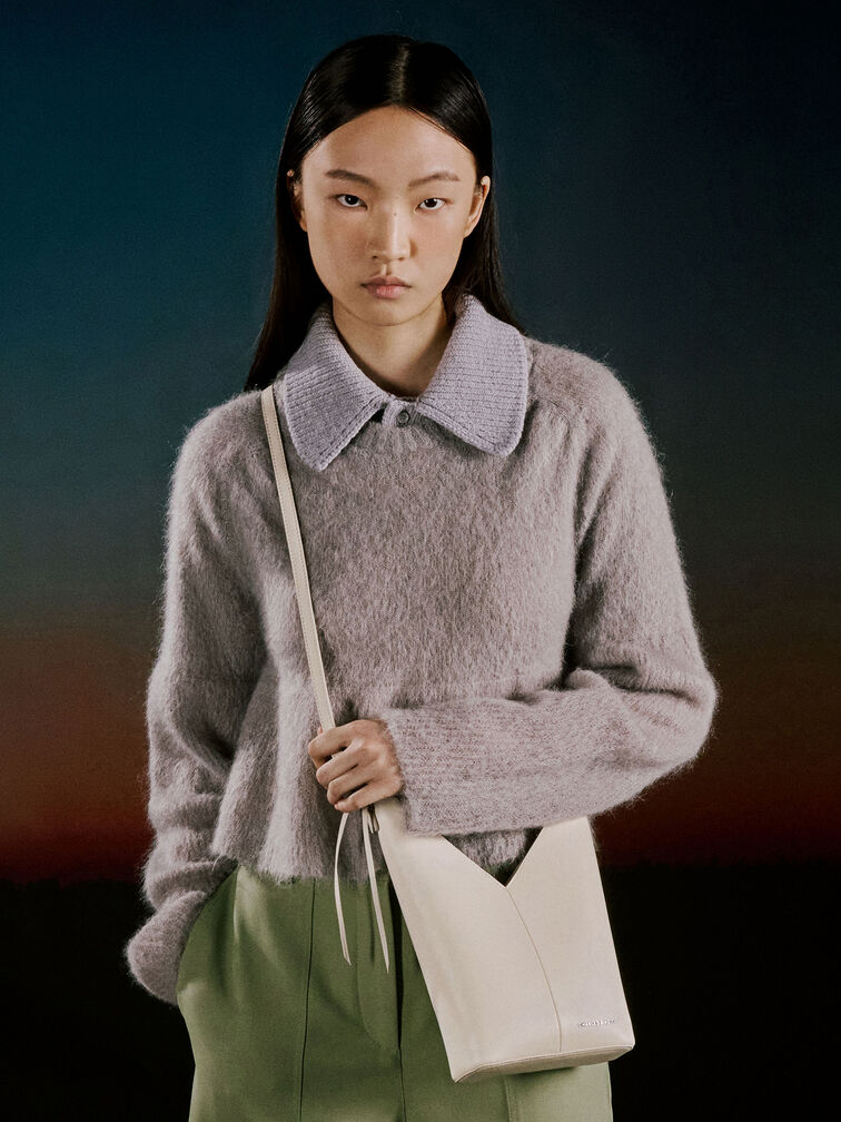 Simone Angular Bucket Bag, Cream, hi-res