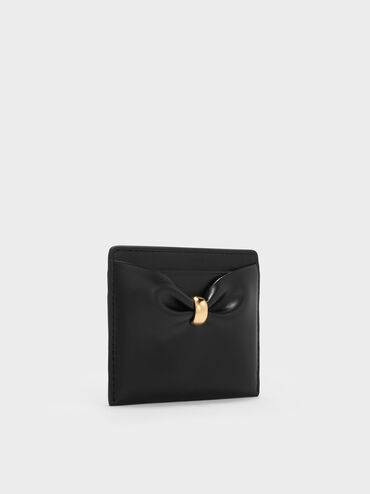 Halsey Ruched Card Holder, Black, hi-res