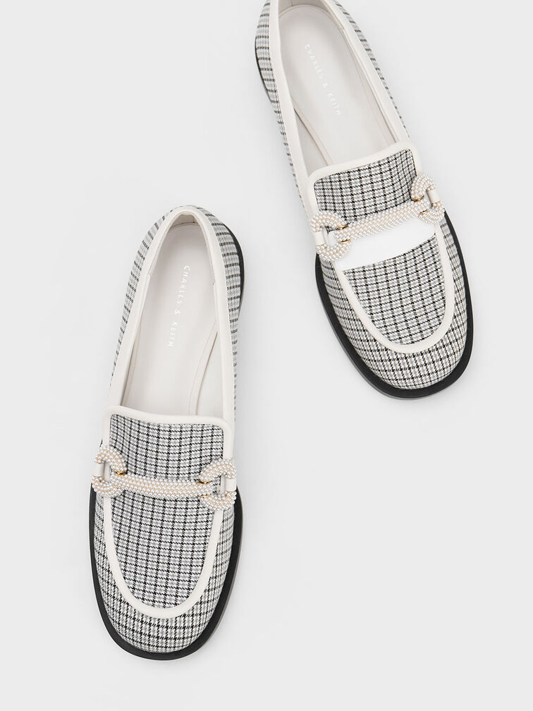 Checkered Beaded Strap Loafers, Multi, hi-res