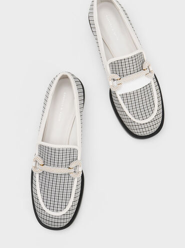 Checkered Beaded Strap Loafers, Multi, hi-res