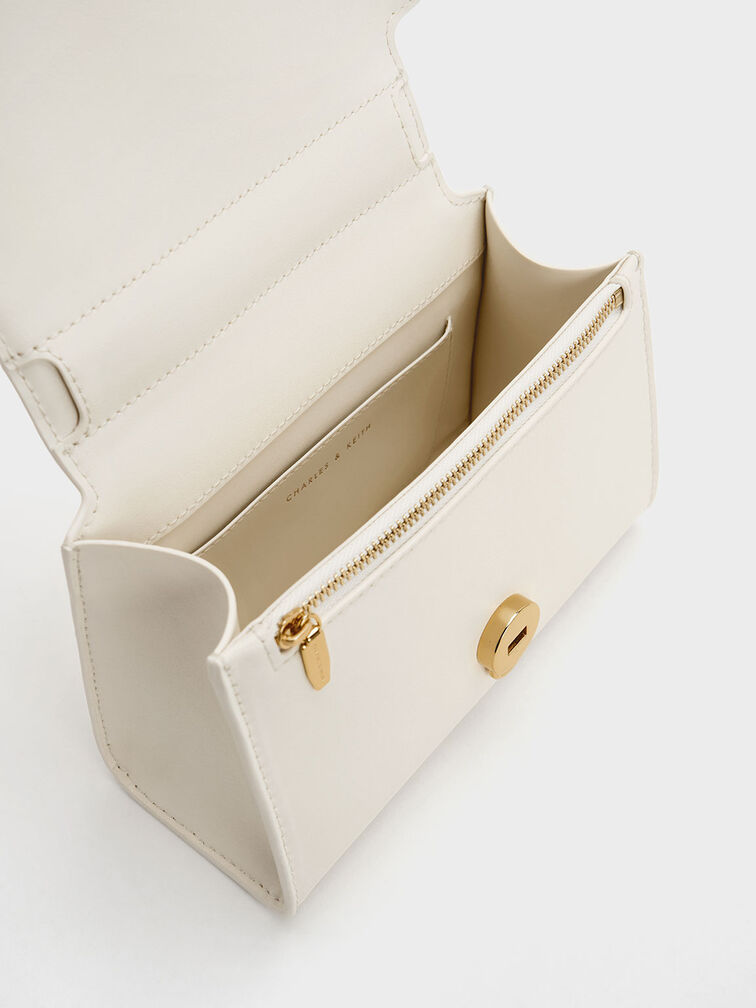 Clover Curved Handle Bag, Cream, hi-res