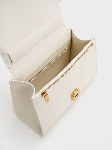 Clover Curved Handle Bag, Cream, hi-res