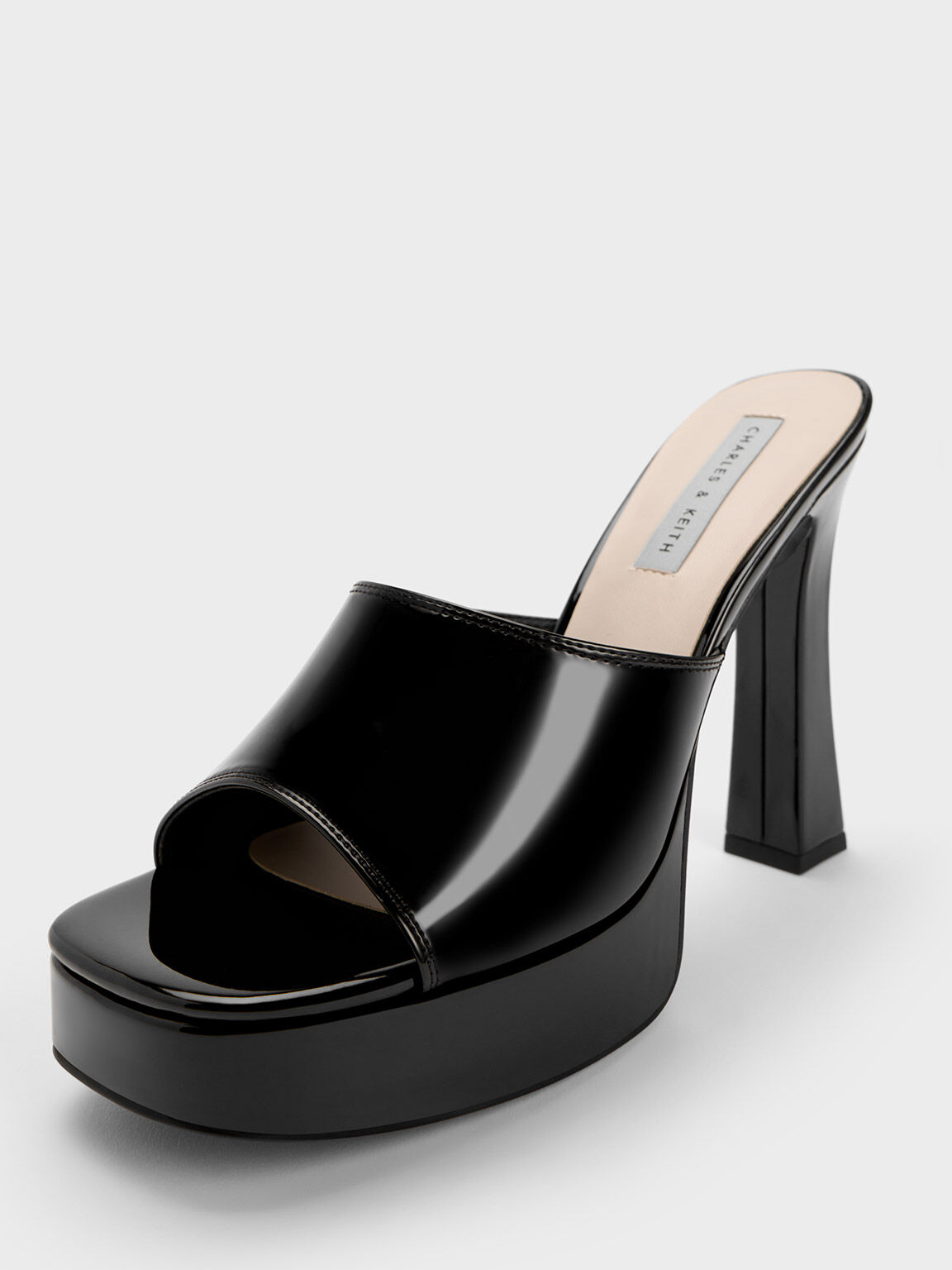 Platform heeled mules clearance