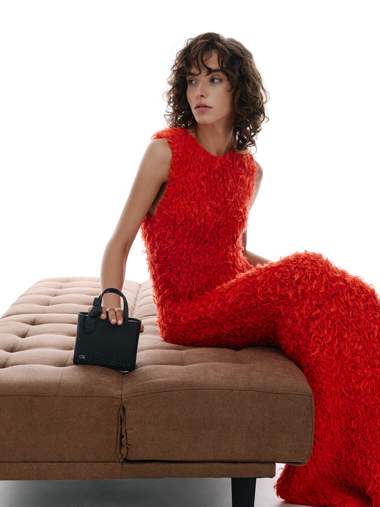 Mini Albany Leather Crystal-Embellished Knot-Bow Bag, Black, hi-res