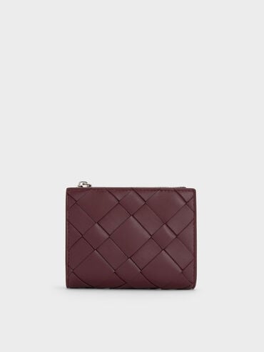 Ivette Woven Top-Zip Small Wallet, Wineberry Red, hi-res