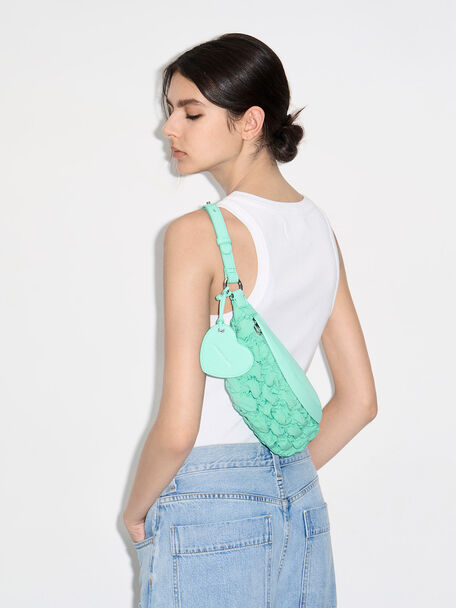 Ruched Nylon Bum Bag, Mint Green, hi-res