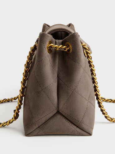 Apfra Quilted Shoulder Bag, Stone Grey, hi-res