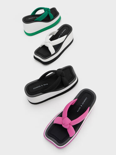 Tana Knotted Crossover Wedges, Green, hi-res