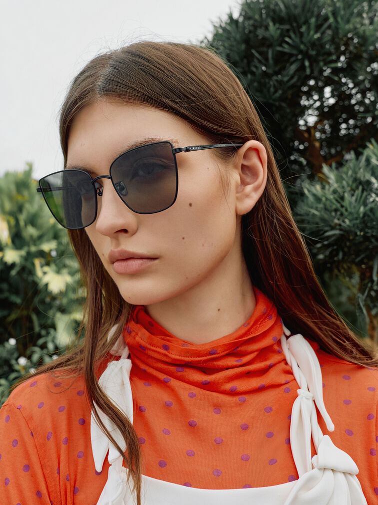 Livonia Crystal Square Sunglasses, Jet Black, hi-res