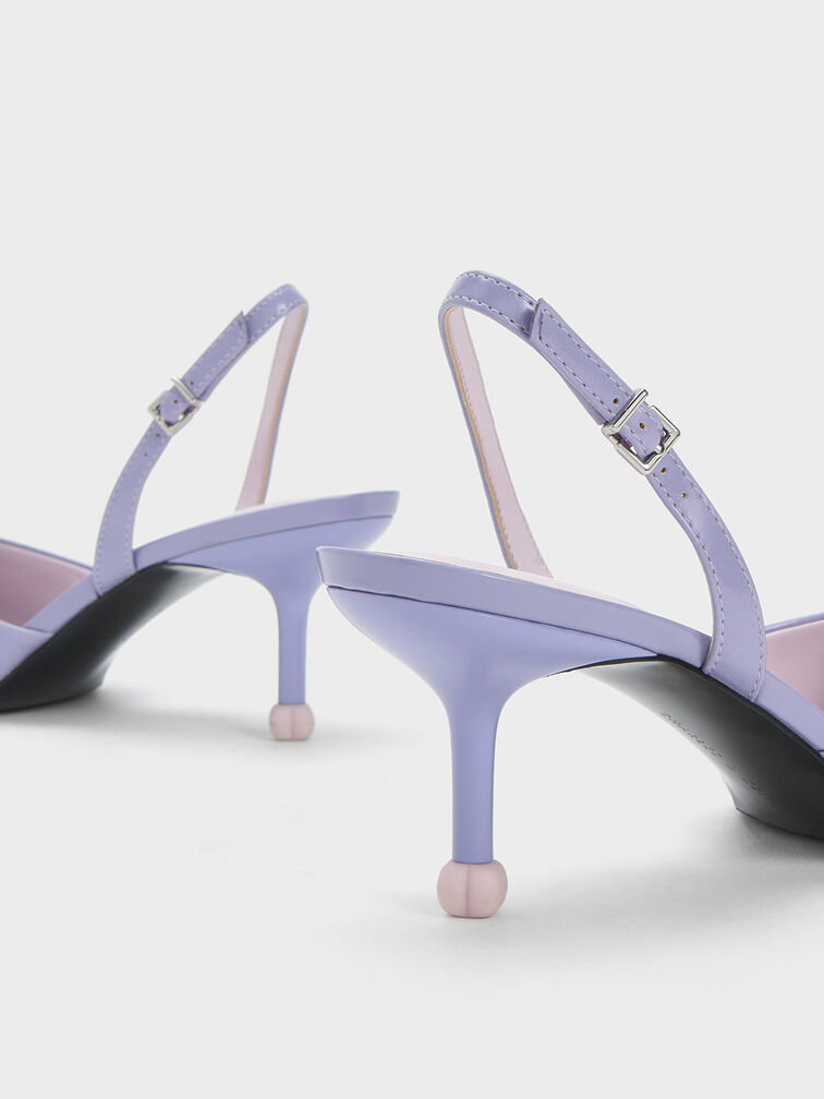 Sculptural Heel Slingback Pumps, Purple, hi-res