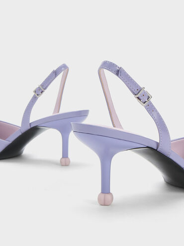 Sculptural Heel Slingback Pumps, Purple, hi-res