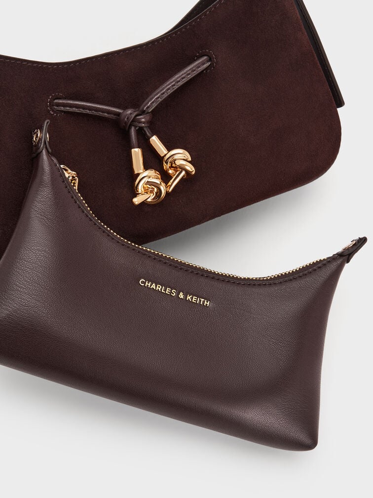 Mila Recycled Suede Shoulder Bag, Espresso Brown, hi-res