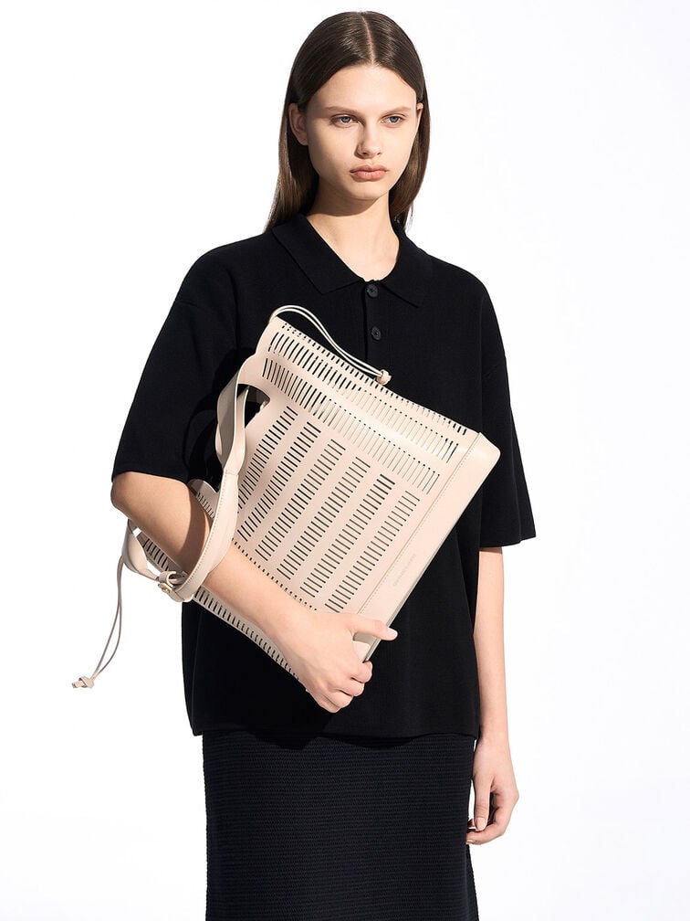 Delphi Cut-Out Tote Bag, Oat, hi-res