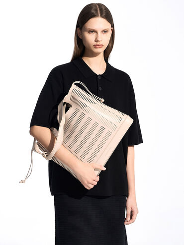 Delphi Cut-Out Tote Bag, Oat, hi-res