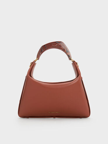 Marlin Acrylic Handle Hobo Bag, Mocha, hi-res