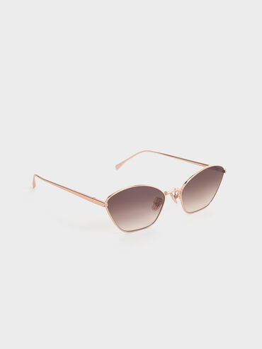 Crystal-Accent Cat-Eye Sunglasses, Rose Gold, hi-res