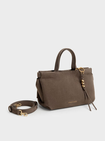 Mini Zephyr Tassel Tote Bag, Stone Grey, hi-res