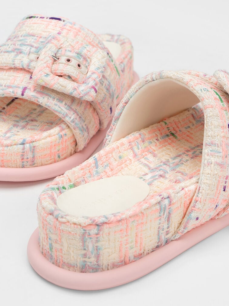 Sinead Tweed Buckled Slide Sandals, Multi, hi-res