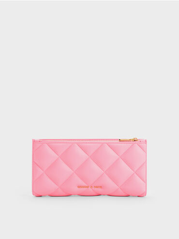 Danika Quilted Long Wallet, Pink, hi-res