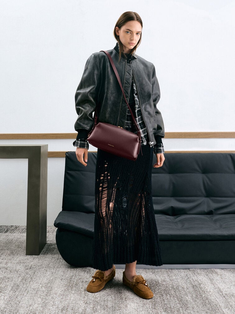 Deyna Double-Strap Shoulder Bag, Wineberry Red, hi-res