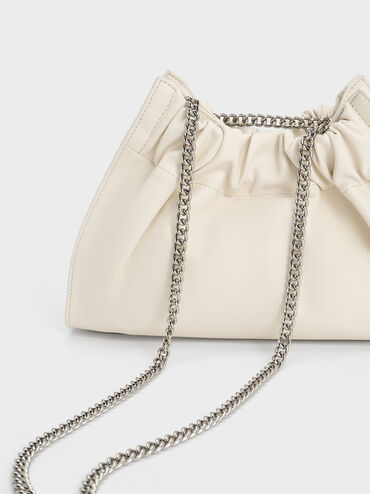 Cyrus Slouchy Chain-Handle Bag, Cream, hi-res