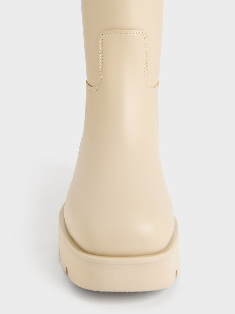 Double Pull-Tab Calf Boots, Beige, hi-res