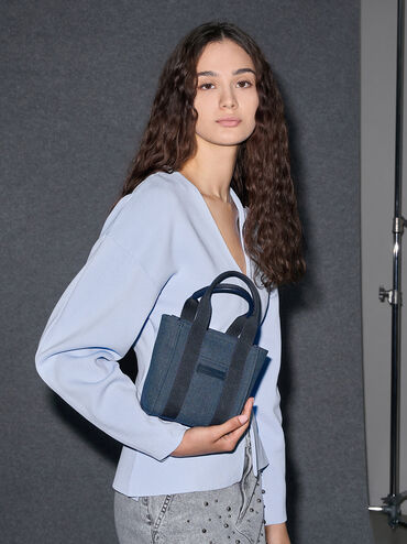Mini Kay Denim Tote Bag, Denim Blue, hi-res