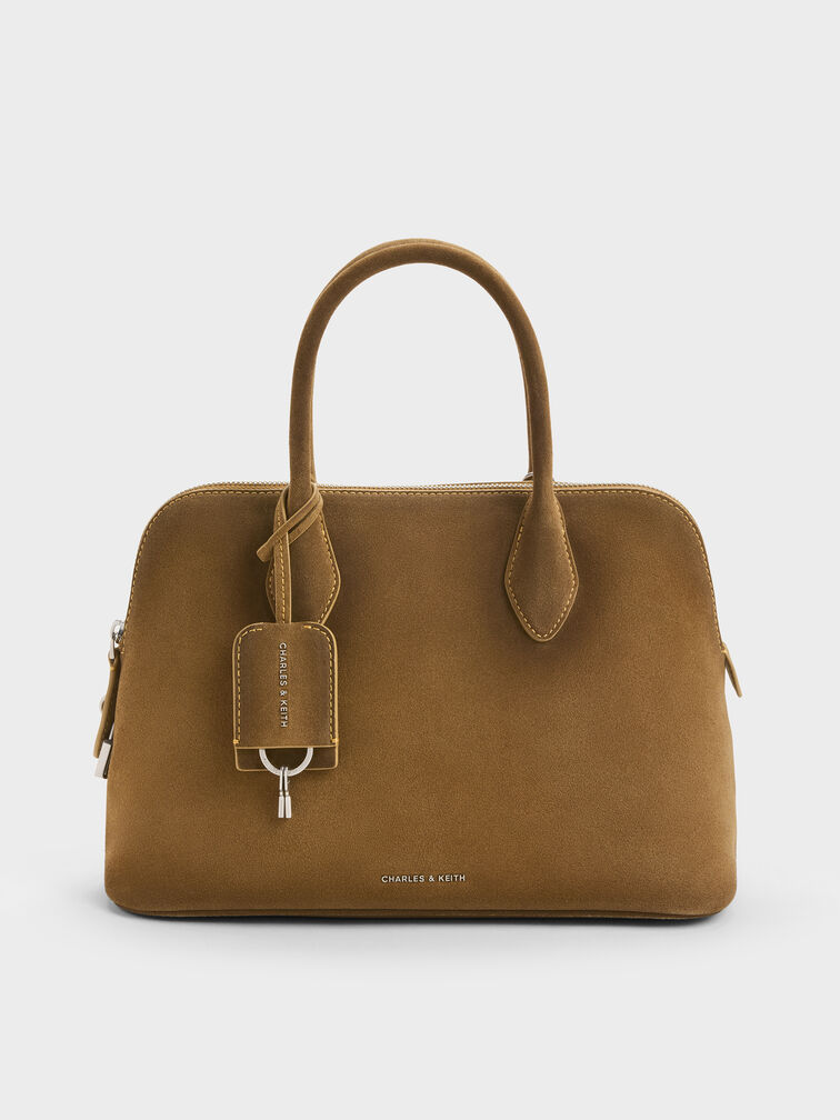 Large Ginevra Structured Bowling Bag, Sahara Sand, hi-res