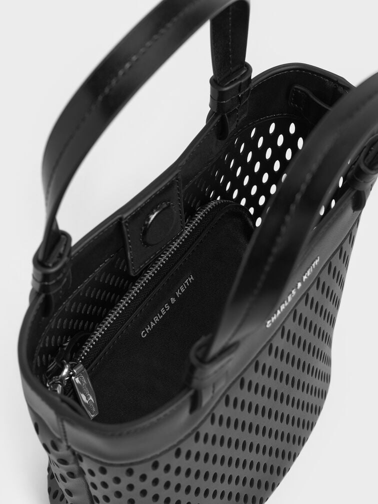 Juno Perforated Tote Bag, Noir, hi-res